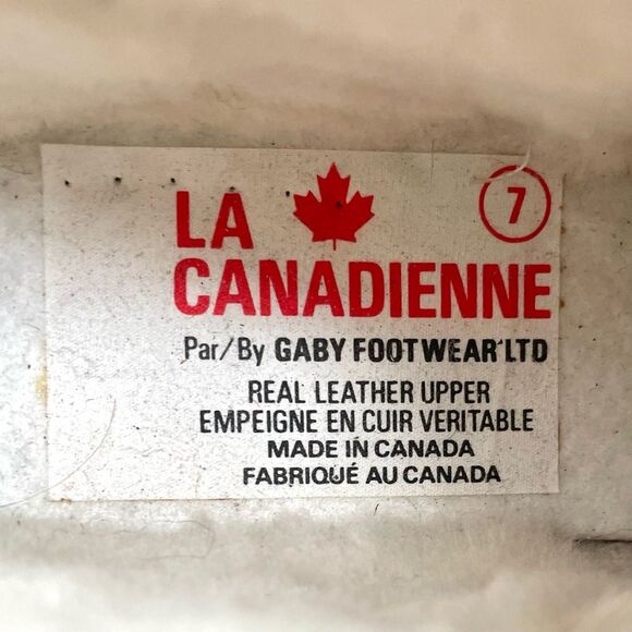 La Canadienne Wedge Heel Boots Pale Dove Gray White Leather Shearling Size 7 - Picture 12 of 13